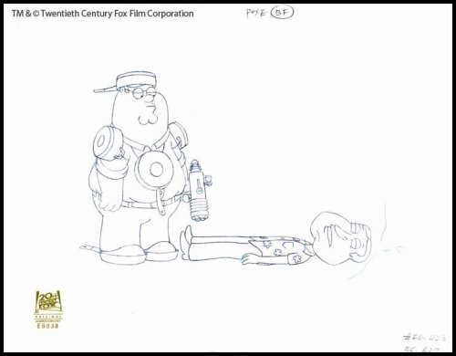 Family Guy Peter & Quagmire - Original Production Art From "Fat Guy Strangler" with COA