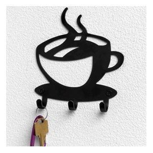 Coffee House Cup Java Silhouette Wall Mounted Key Hook Art Metal Mug Home Decor Coffee House Cup Java Silhouette Wall Mounted Key Hook Art Metal Mug Home Decor