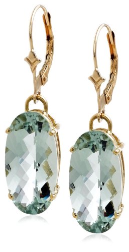 10k Yellow Gold Green Amethyst Earrings