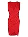 ANGVNS Women V Neck Sleeveless Cocktail Party Pleated Dress (M, Red)