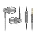 Headphones, Metal Earbuds Bass In Ear Earphones Stereo Cell Phone Headset with Microphone & Remote Control for Apple iPhone iPod iPad Samsung HTC LG Android Smartphones MP3 Plays (Grey)