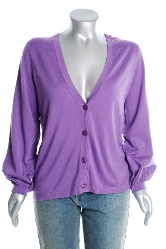 Jones New York Collection Plus Size Purple Cardigan BHFO Sweater Sale 2X