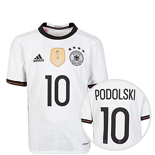 adidas DFB Trikot Home EM 2016 mit Name und Nummer Kinder Lukas Podolski, 176 – XL