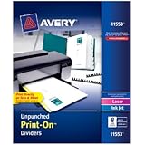 Avery Unpunched Print-On Dividers, White, 8 Tabs, 5 Sets (11553)