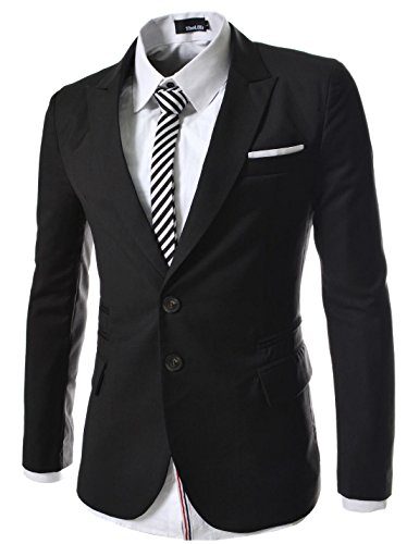 (RJK) TheLees Mens casual peak lapels 2 button Jacket