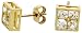 10k Gold Square Earring Studs w/ Invisible-Set CZ Stones, 1/4 in. (7mm) perimeter