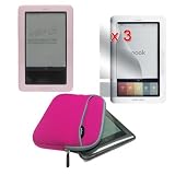 Skque Barnes & Noble Nook 6 inch Pink Glove Series Case/Soft Silicone Case In Pink/ 3 Packs Premium Clear Screen Protector