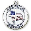 Sterling Silver God Bless America Medal and 24-inch Chain