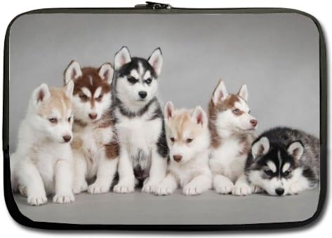 Fashionable Design Siberian Husky Puppies Dogs Pets Macbook, Macbook Air 15.6 inch Laptop Sleeve / Laptop Bag / Laptop Cover / Laptop Sleeve Macbook Air Case Bags (Twin Sides)