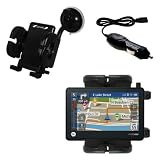 Flexible Auto Windshield Holder with Car Charger for the Motorola MOTONAV TN555 GPS – uses Gomadic TipExchange Technology