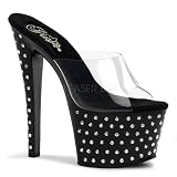 7 inch Rhinestone Studded Platform Slide Clear/Black