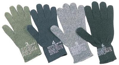 G.I. Wool Glove Liners, Black, Size 3
