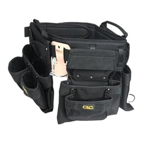 Click here to buy Custom Leathercraft 5605M Black, 18-Pocket, 5-Piece, Professional Carpenters Combo by Custom Leather Craft.