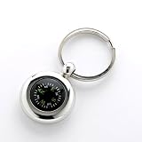 Rhodium plated compass key ring
