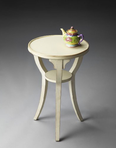 Masterpiece Round Pedestal Table in Distressed Cottage White