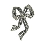 Eve's Addiction Sterling Silver and Marcasite Pretty Bow Pin