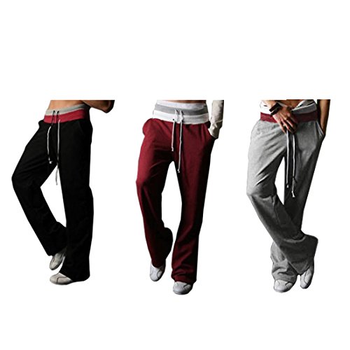 Men Mid Rise Drawstring Waist Pockets Ribbing Casual Pants