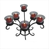 DC America WTC108 Wrought Iron Table Torchiere with Glass Cups