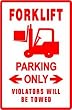 FORKLIFT PARKING sign * street heavy equip