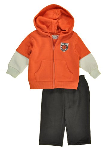 Kids Headquarters Orange Hoodie & Brown Sweat Pant Set