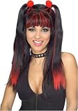 Fancy Dress Wig - Gothic Cheerleader Wig - Black / Red