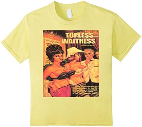 Topless Waitress Gene Bilbrew Vintage Good Girl Art T-Shirt - Kids 10 - Lemon