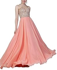 Chiffon Open-Back  Sheer Pageant Dress/Prom Dress  With Rhinestones