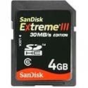 Sandisk - Carte m&eacute;moire SDHC Extreme - 30 Mo/s - 4 Go