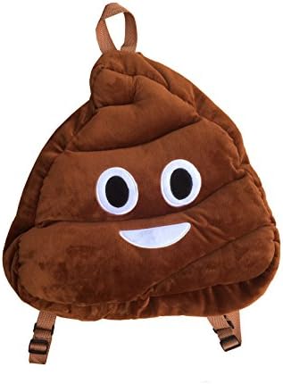 EMOTICON EMOJI PLUSH BACKPACK SCHOOL BAG BROWN POOP