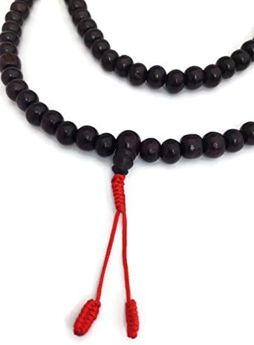 Tibetan Dark Rosewood 108 Beads Stretch Full Mala Necklace for Meditation and Yoga