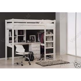 WHITE WASH PINE RIMINI STUDENT HIGHBED, CABIN BED FRAME ONLY FROM CENTURION PINE