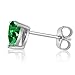 FANTOM 925 Sterling Silver Cubic Zirconia Green Simulated Emerald Heart Stud Earrings 2.00 Carat Total