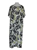 Round Neck Long Dress - Bold Banana Leaf Caftan Kaftan Style Hawaiian Aloha Evening Pullover Dress - Plus Size