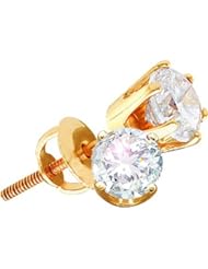 Real Diamond Earrings 0.50CTW DIAMOND ROUND EARRING(SUPREME) Yellow-gold 14K