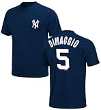 Joe Dimaggio New York Yankees MLB Throwback 2 Sided Short Sleeve Tee Shirt By Majestic (M=40)