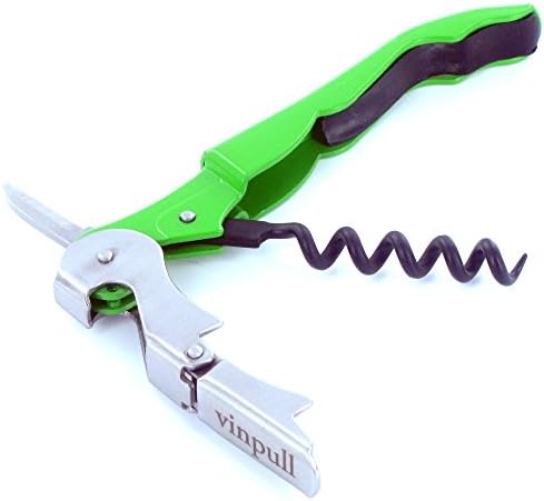 Vinpull Metal, Double Hinged, Restaurant Waiter Quality Compact Corkscrew with Foil Cutter (Lime Green)