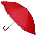Oversized Adult Red Ruffle Umbrella Parasol, Can Be Used In The Rain Or The Sun, Great Gift Idea