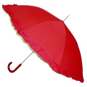 Oversized Adult Red Ruffle Umbrella Parasol, Can Be Used In The Rain Or The Sun, Great Gift Idea