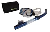 Blue Metallic Look Purge Mask and Snorkel with Wave Deflector