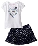 Flapdoodles Toddler Girls Nautical Heart Mesh Skort Set