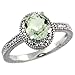 Sterling Silver Vintage Style Oval Green Amethyst
