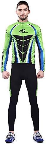 OQSPORT Men's Outdoor Sports Bike Clothing Cycling Long Sleeve Jersey+Pants Set (XL, Anos Rain)