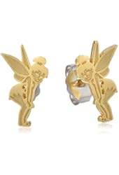 Disney Tinkerbelle Gold Over Sterling Silver Stud Earrings