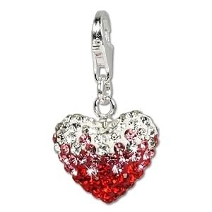 SilberDream scintillement bijoux - Charm Coeur Heart - Femme - Argent 925/1000 - Cristaux Swarovski rouge ICE - scintillement Charms - GSC002
