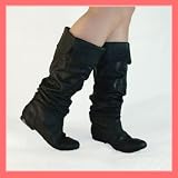 Women's Qupid Black Leatherette Boots (Neo100xx)