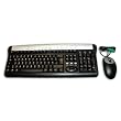 German Computer Keyboard - iOne Gemini P17 German Multimedia Wired PS2 - USB Adapter Included - Black Computer Keyboard with a Silver Strip and Optical Mouse