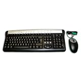 German Computer Keyboard - iOne Gemini P17 German Multimedia Wired PS2 - USB Adapter Included - Black Computer Keyboard with a Silver Strip and Optical Mouse