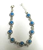 Native American Navajo Sterling Silver Blue Denim Lapis Stone Bracelet