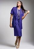 The Best Dressed Plus Size Easy Elegance: One-Button Jacket with Sheath Dress (DEEP PURPLE,14 W)