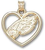 Philadelphia Eagles Solid 10K Gold Eagle Head Logo Heart Pendant